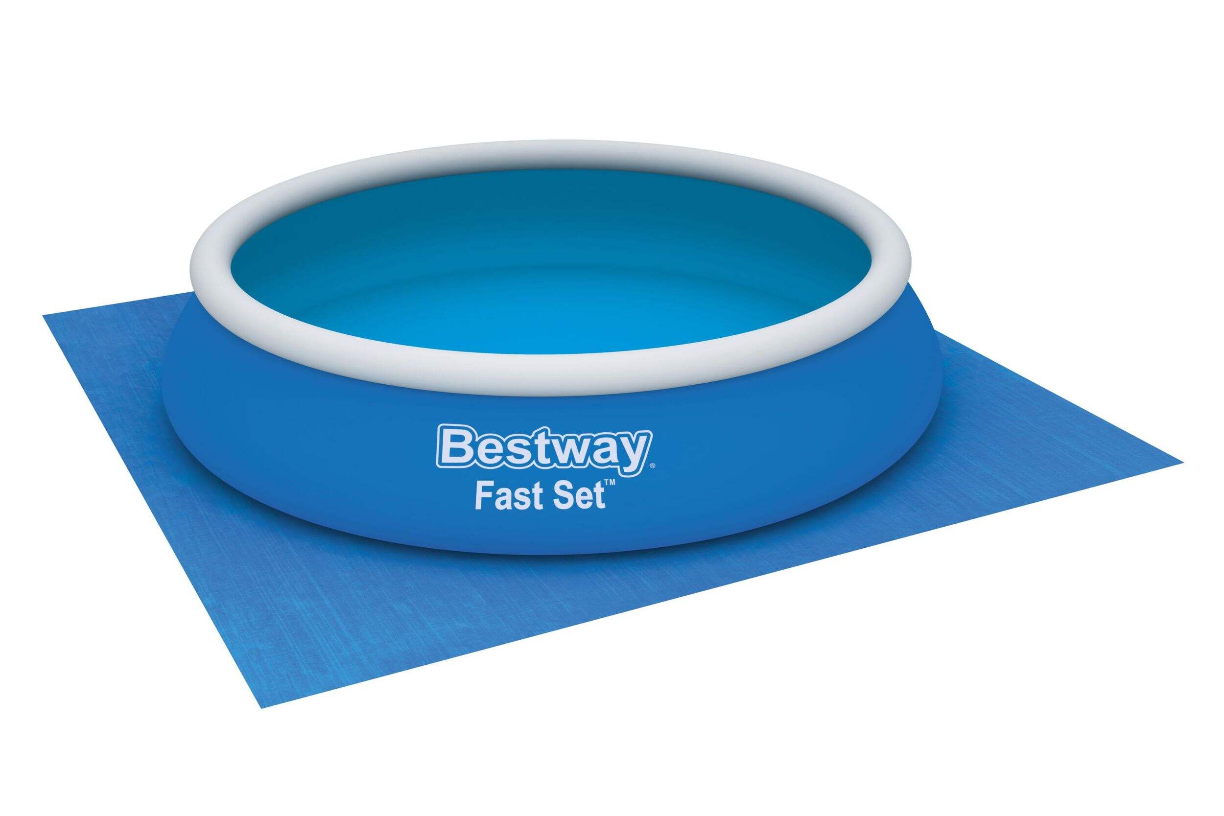 Tapis de piscine en plastique Bestway Simple-Set, 16 x 16 pi Front_Three_Fourths_Angled_Right