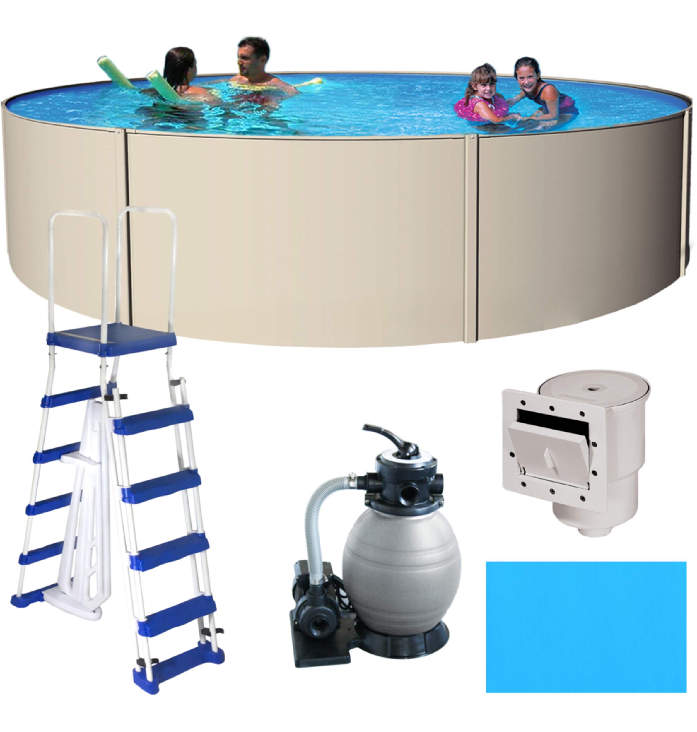 Blue Wave Havana Round Steel Frame Swimming Pool with Ladder, 15-ft x 52-in Composite_or_Mixed