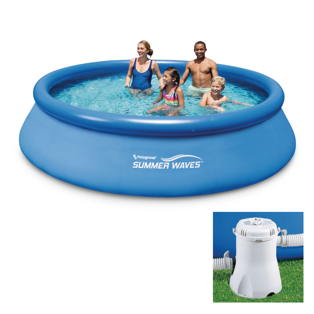 Summer WavesÂ® Round Quick Set Inflatable Pool with Filter Pump, 12-ft x 30-in | Canadian Tire