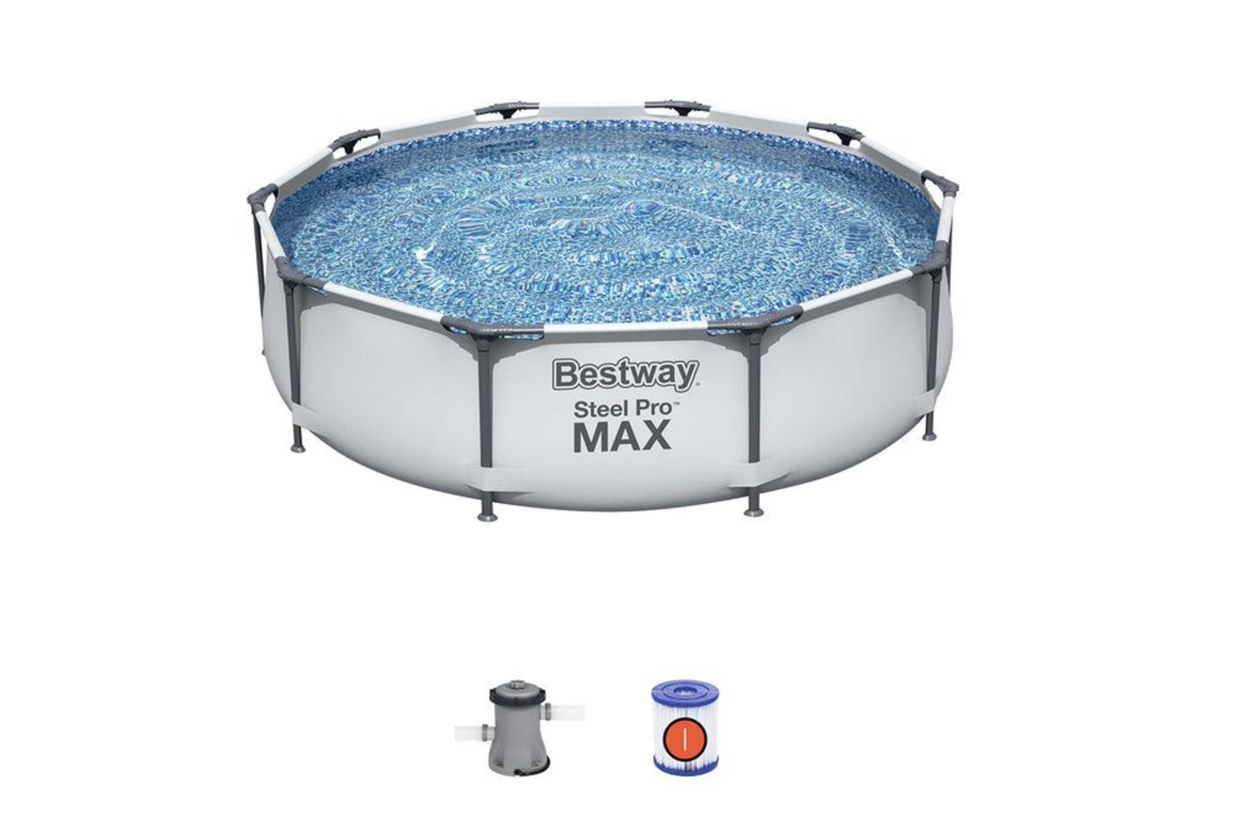 Hydro-force™ Pro Max Round Steel Frame Swimming Pool, 10-ft x 30-in Front_Elevated