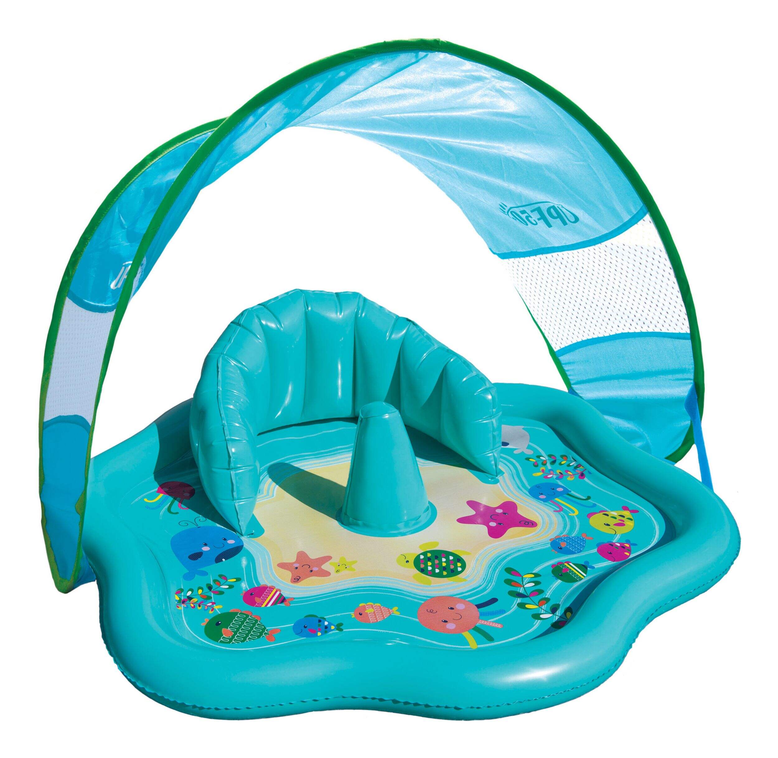 Swim School Inflatable Baby Splash Mat with Canopy, 28-in, Ages 6-18m Front_Angled_Right