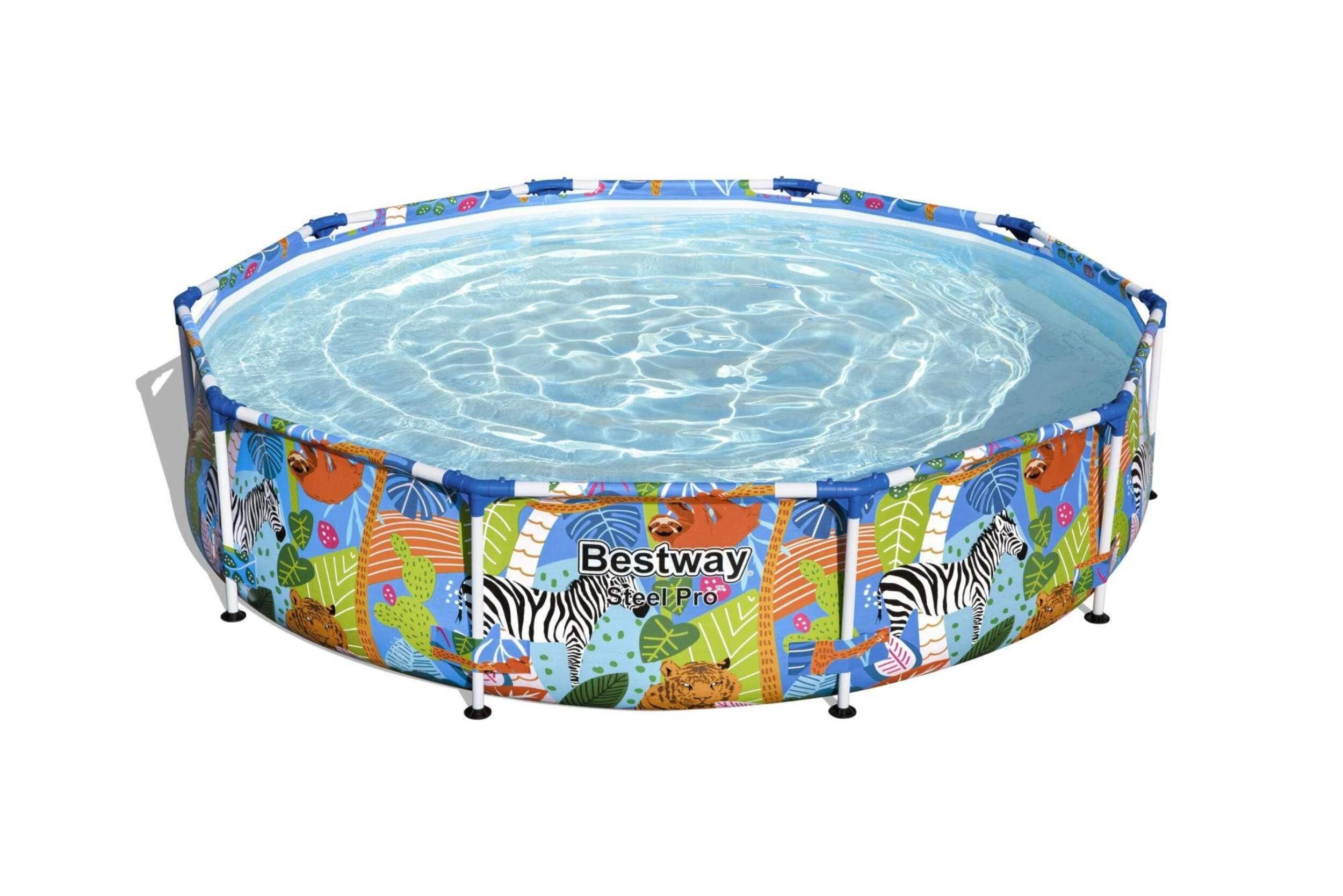Piscine ronde à cadre en acier à motif imprimé Bestway, 10 pi x 26 po Front_Elevated