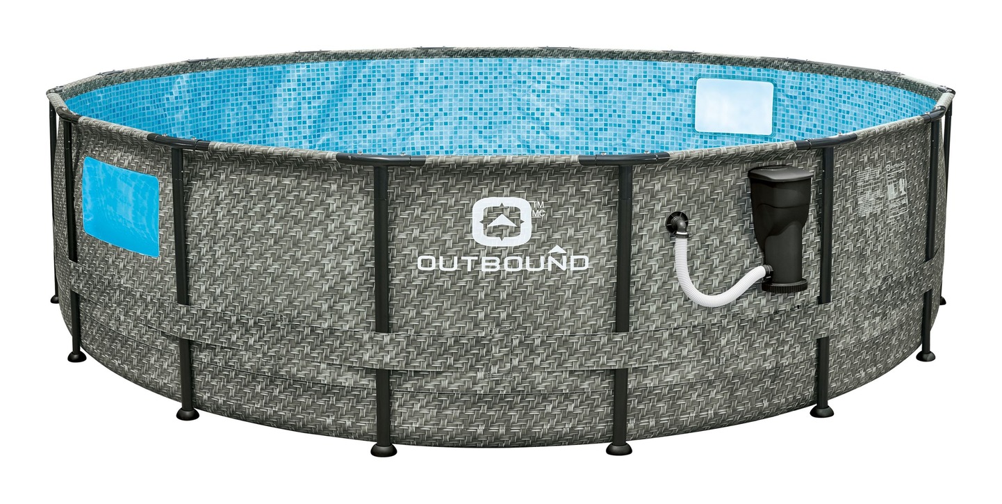 Outbound Round Steel Frame Swimming Pool with Ladder, 16ft x 48in