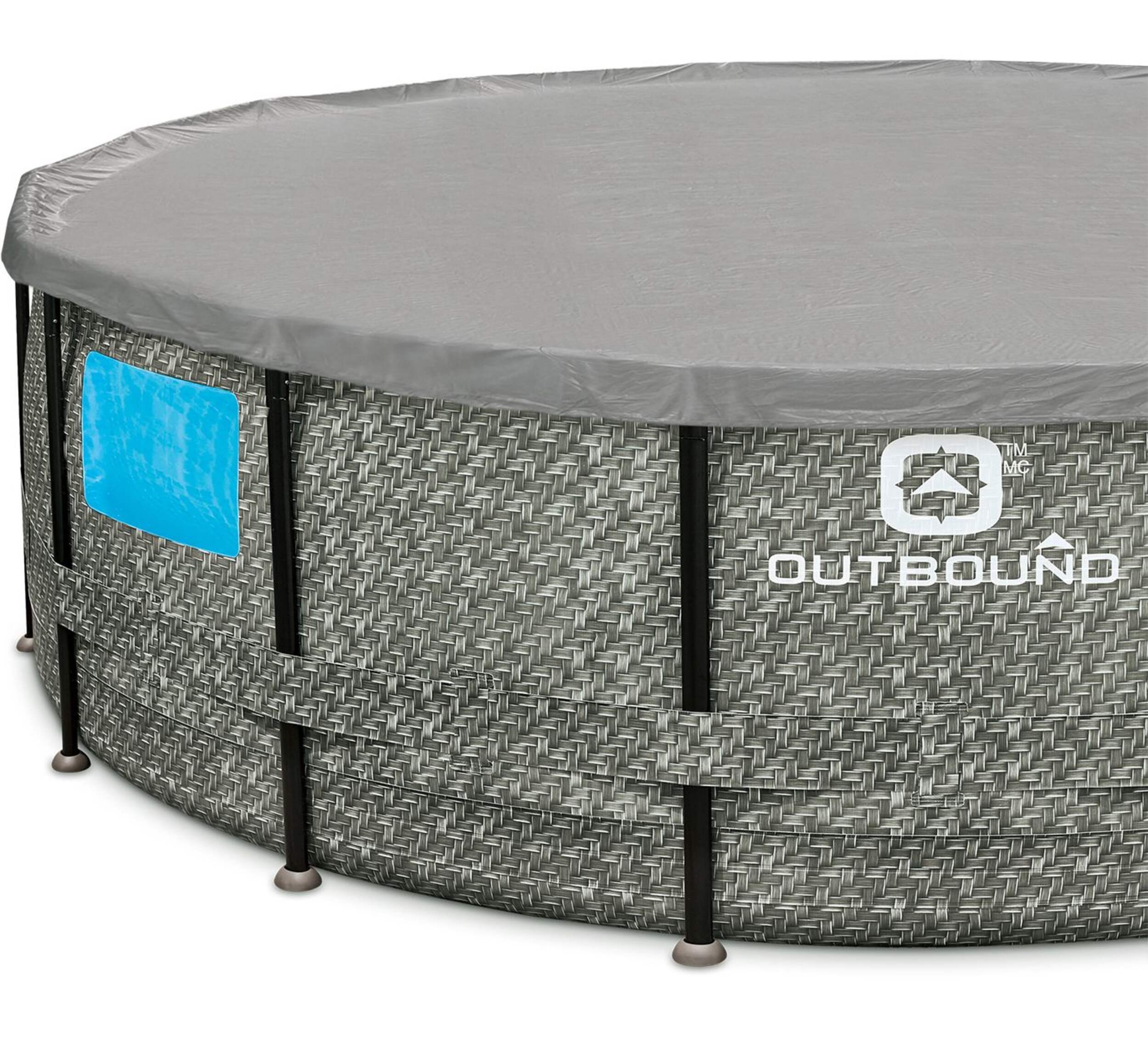 Outbound Round Steel Frame Swimming Pool with Ladder, 16ft x 48in