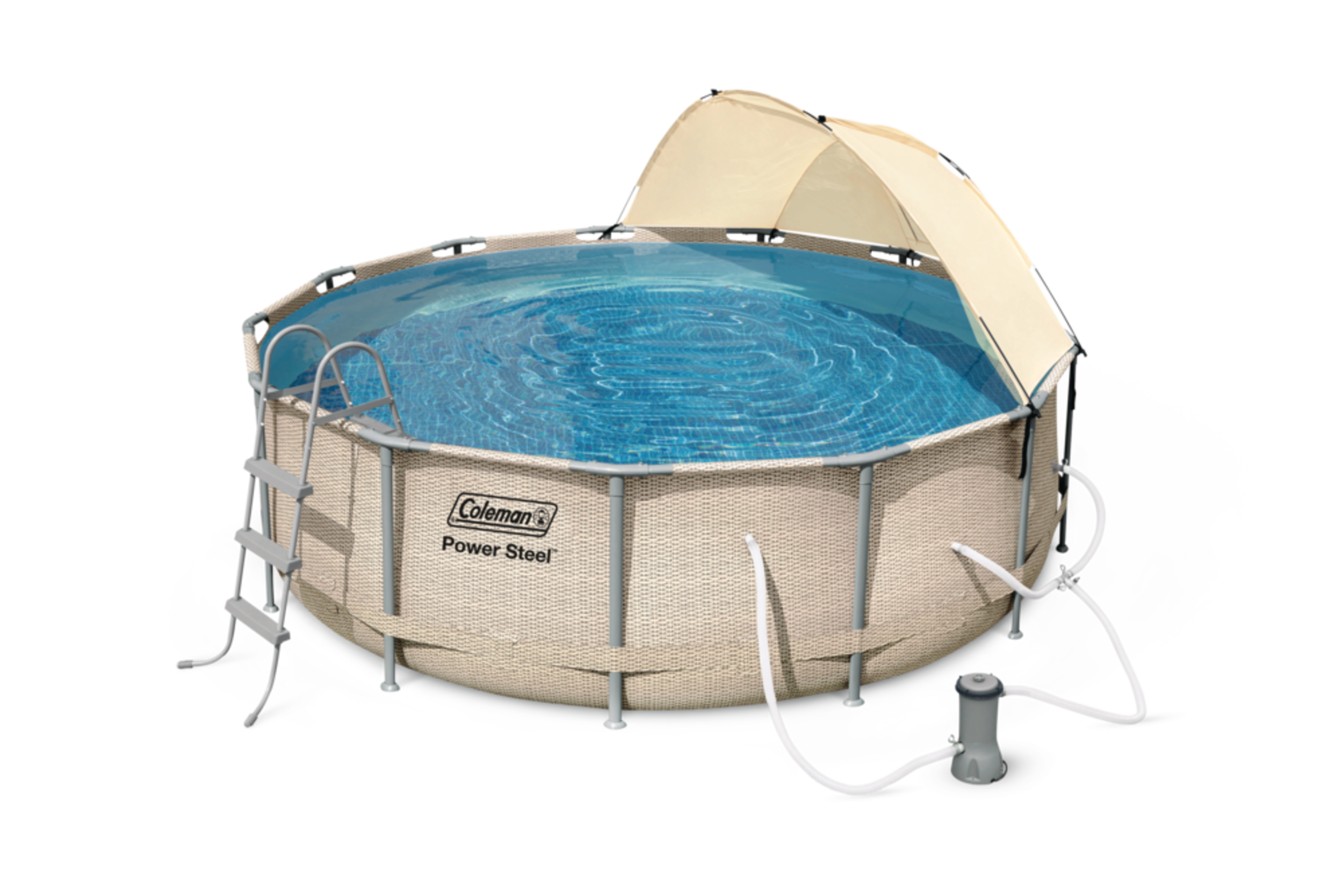 Piscine ronde à armature en acier ColemanMD avec échelle, 13 pi x 42 po Front_Angled_Left