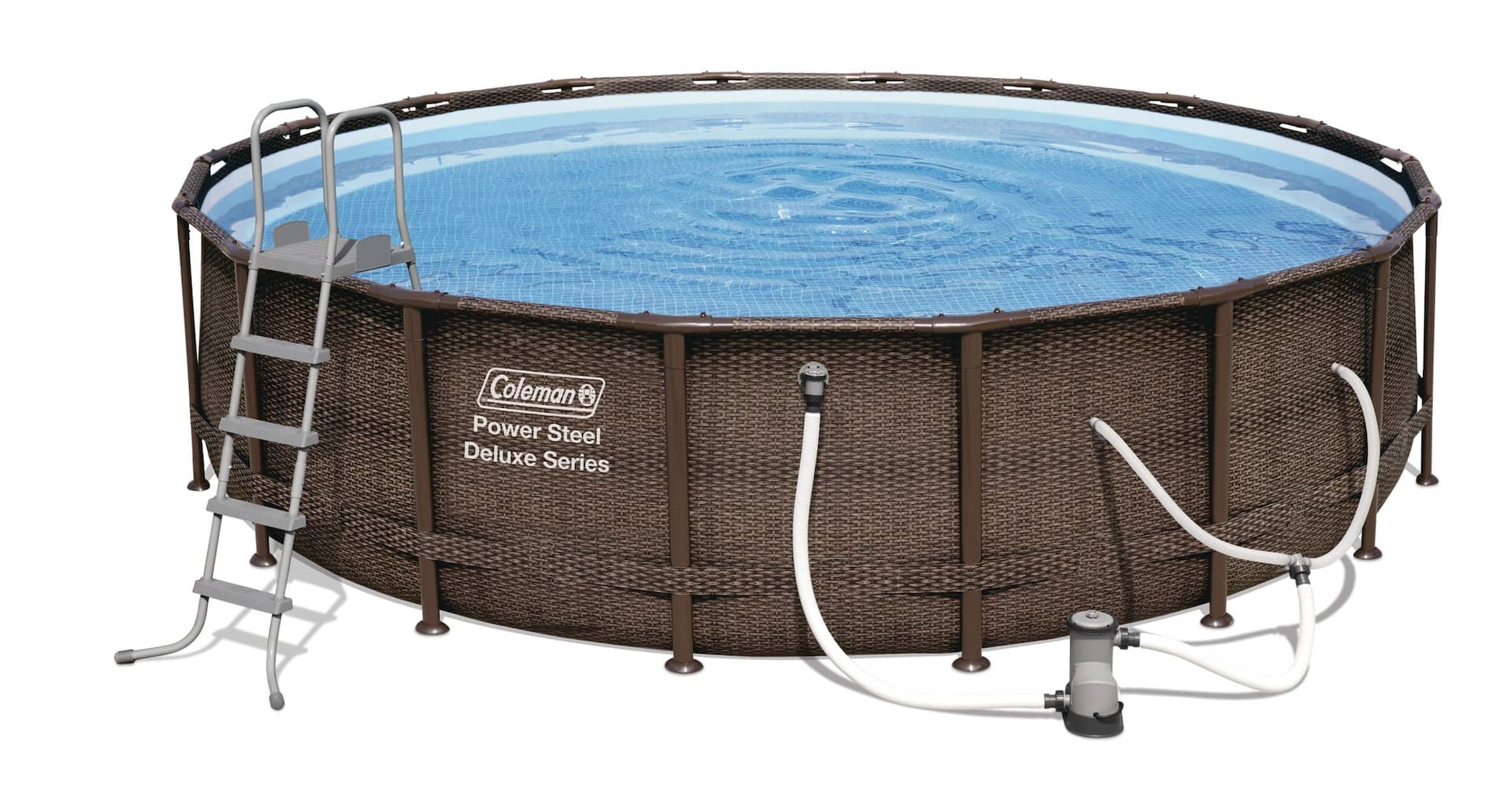 Outbound Round Steel Frame Swimming Pool with Ladder, 16ft x 48-in