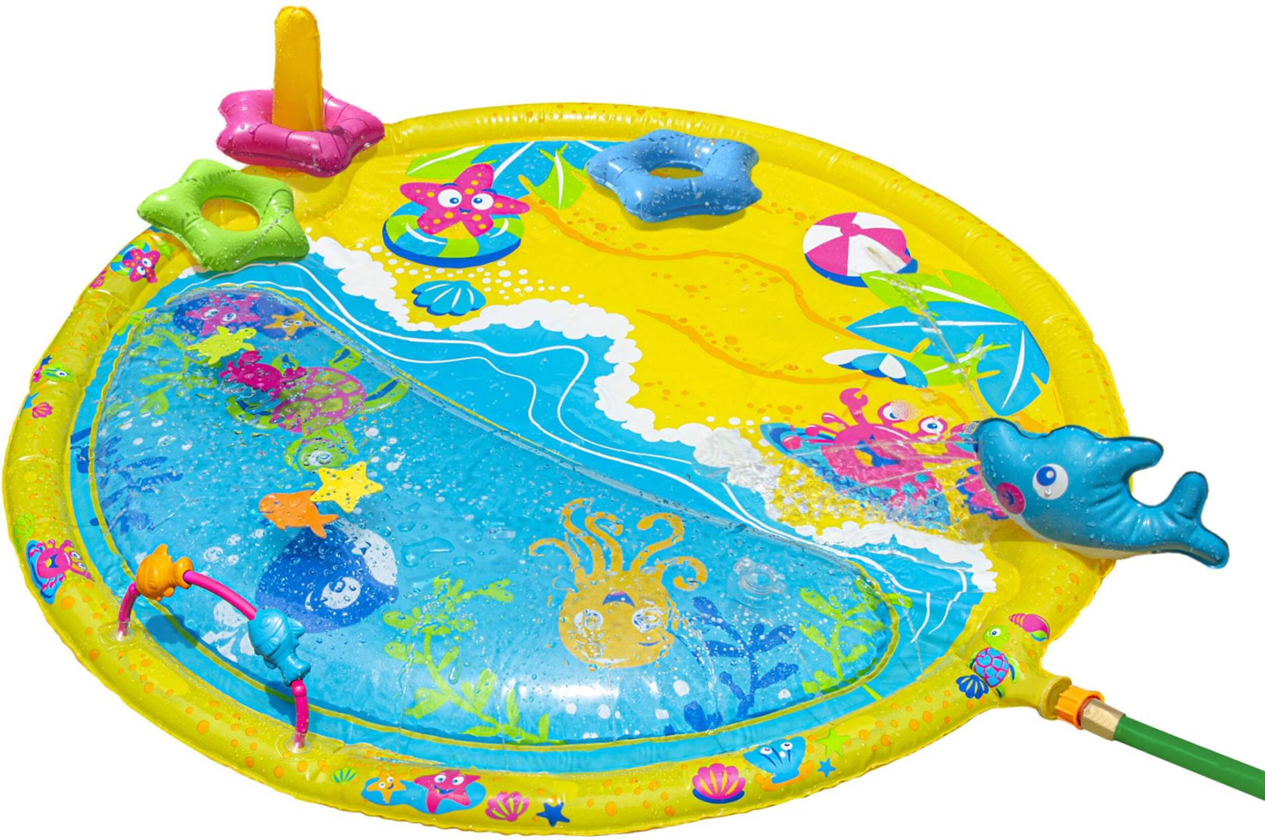 Tapis de jeu rond rempli d’eau Banzai JR Wiggle n Waves, 44 po, 12 mois et plus Overhead_Plunge