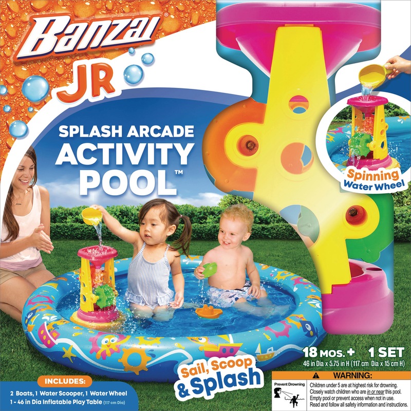 Banzai JR Splash Arcade Round Inflatable Activity Pool with Toys, 46in Canadian Tire