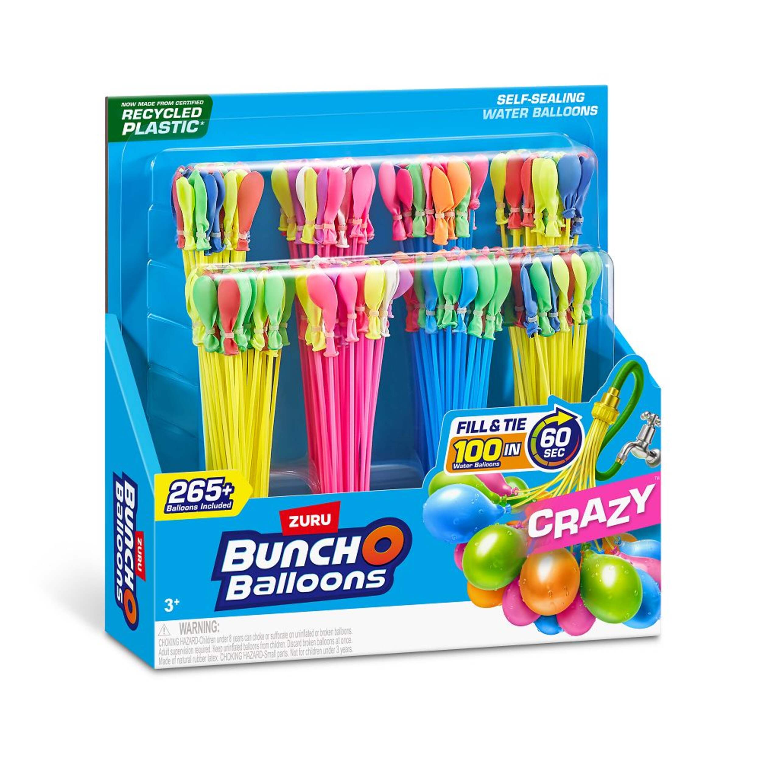 ZURU Bunch O Balloons Fill & Tie Self-Sealing Water Balloons, Outdoor Play, Age 3+, 265-pk Front_Angled_Right