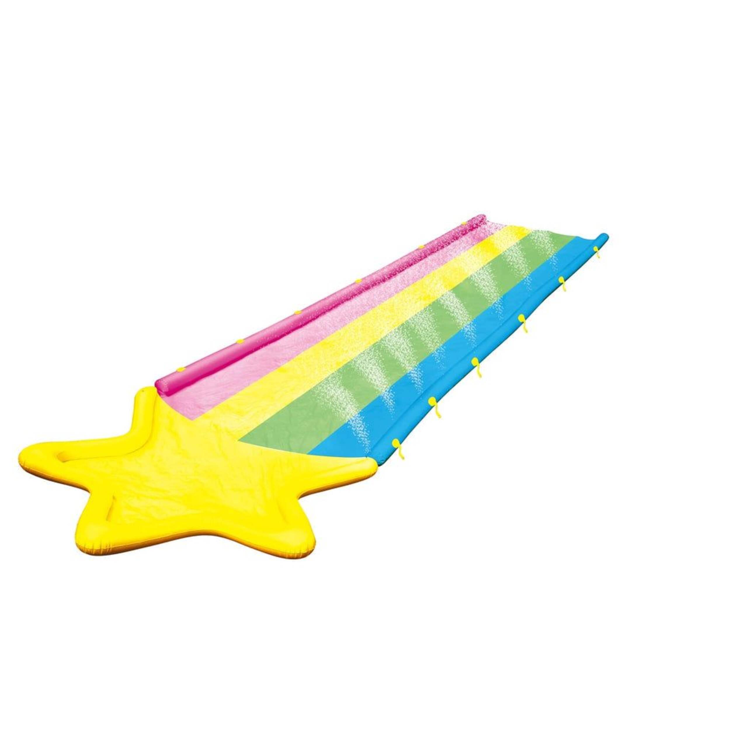WOW Multi Rainbow Kids' Inflatable Lawn Water Slide with Star Splash Pool Front_Angled_Left