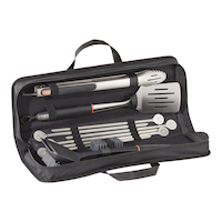 Vida by PADERNO Stainless Steel Outdoor BBQ Grill/Griddle Tool Set, 10-pc Front_Three_Fourths_Angled_Right