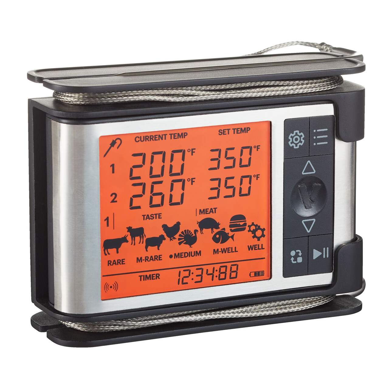 Yunbaoit Thermomètre à viande sans fil, numérique à distance pour barbecue,  grill, fumoir, four, cuisine, portée de 150 m et deux sondes : :  Maison