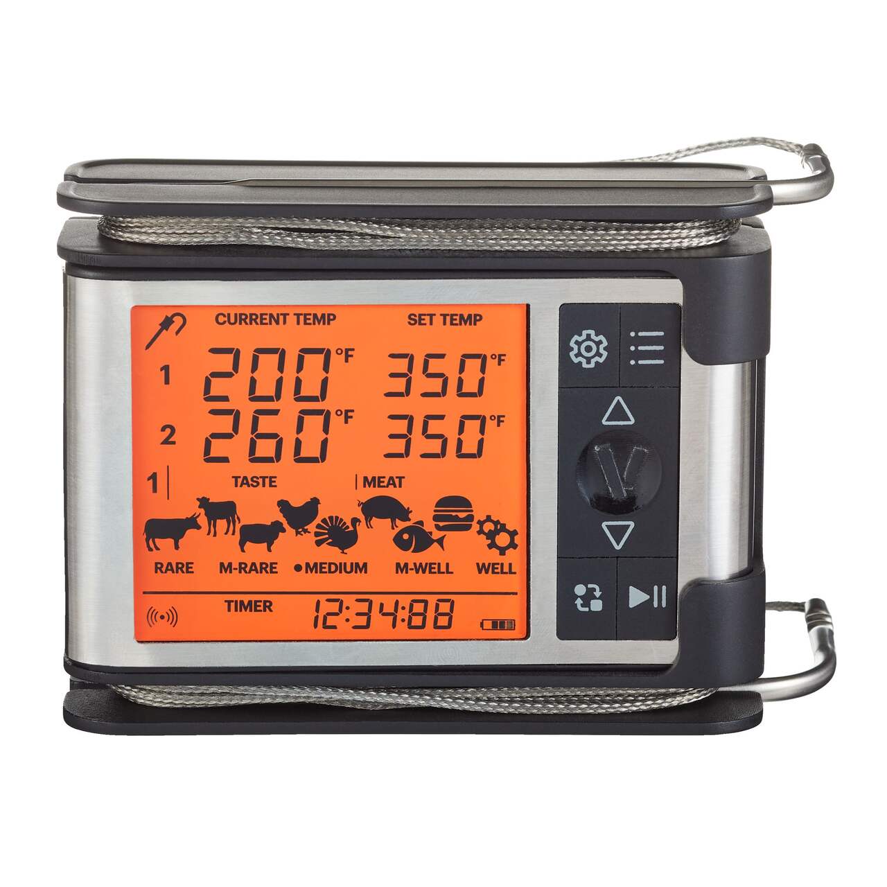 Remote Digital Meat Temperature Gauge with Stainless Steel Probe