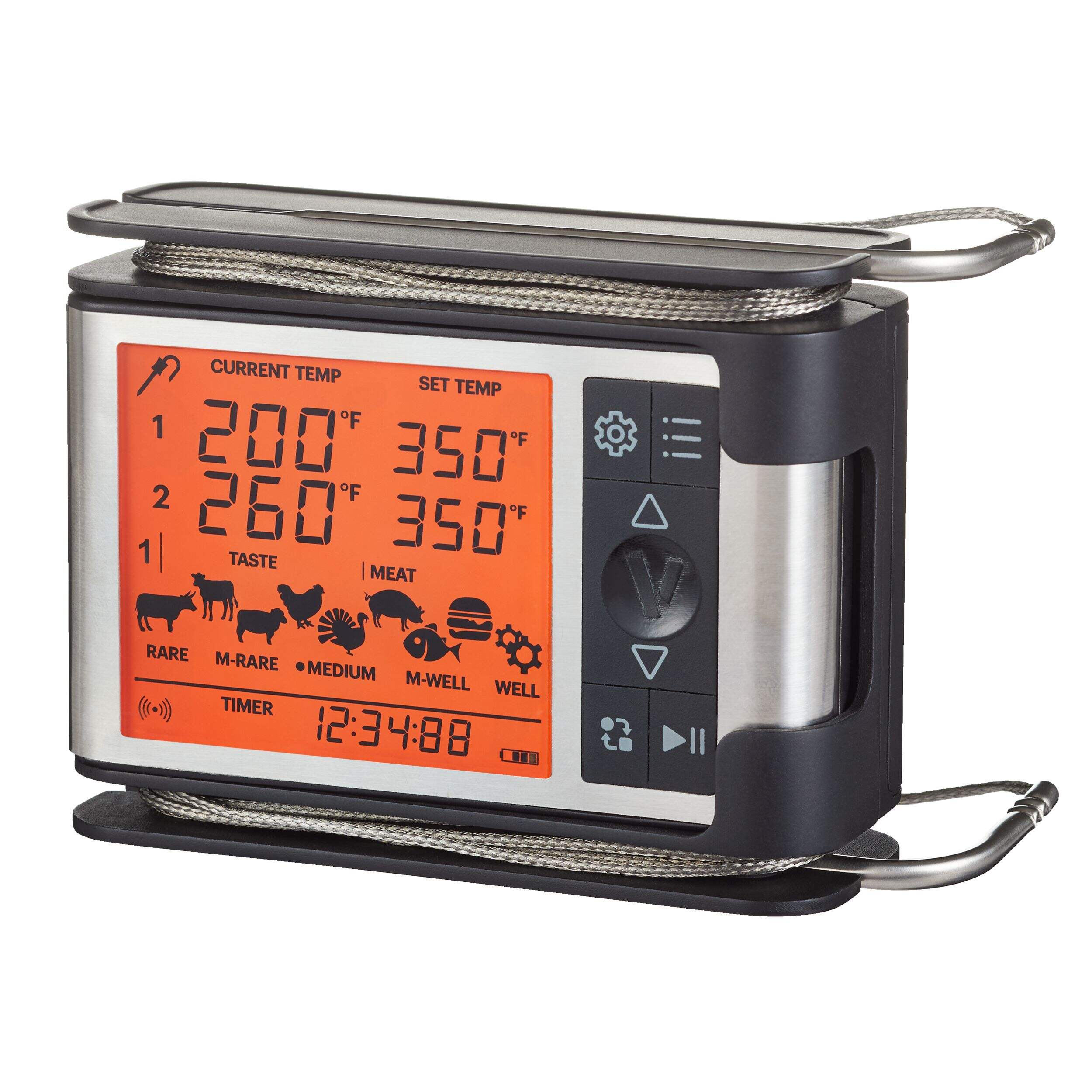Vida by PADERNO Wireless Remote BBQ Food & Meat Thermometer with Stainless Steel Probes Front_Three_Fourths_Angled_Left
