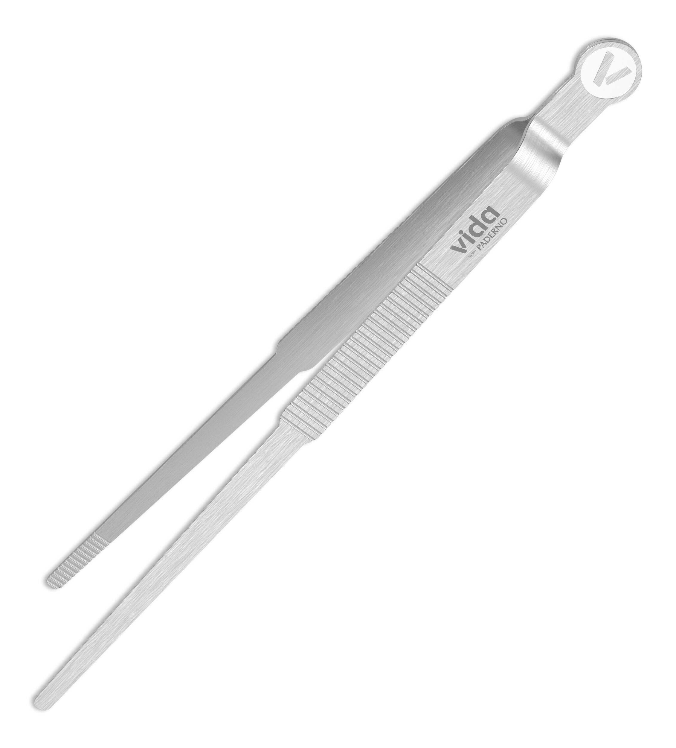 Vida by PADERNO Stainless Steel Fine BBQ Tongs Front_Angled_Left