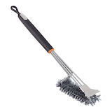 Vida by PADERNO 3-Sided Nylon Grill Brush with Scraper Front_Three_Fourths_Angled_Right