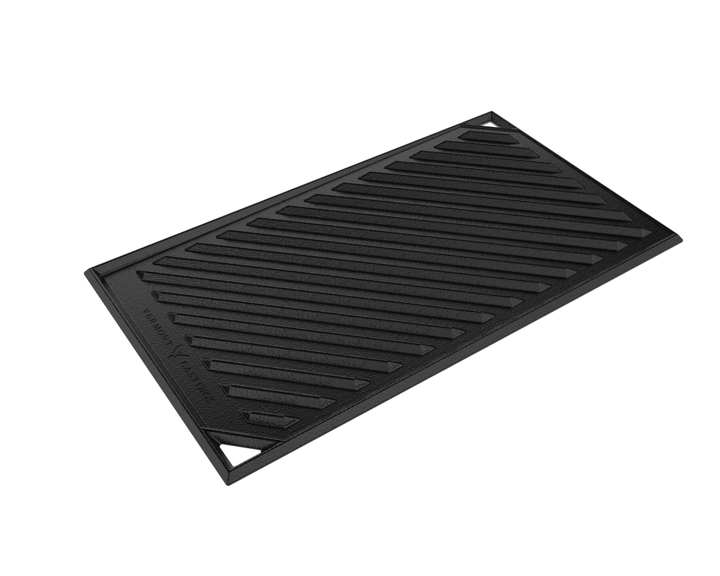 Vermont Castings Reversible Cast Iron Griddle Insert, Black Front_Three_Fourths_Angled_Right