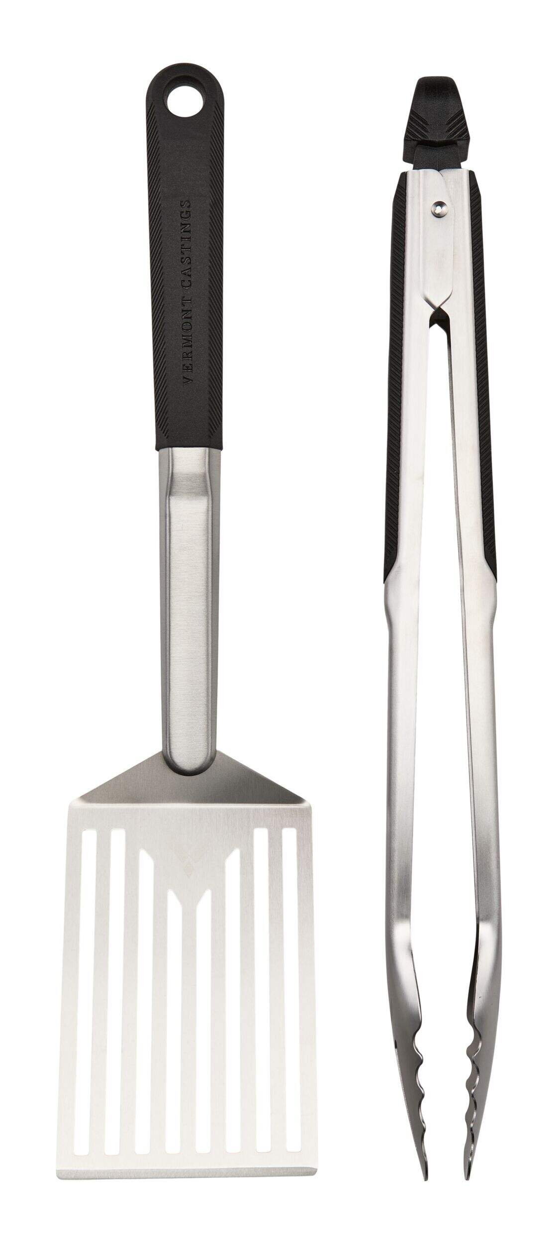 Vermont Castings Stainless Steel BBQ Grill Tool Set, Ergonomic Grip, 2-pc Front_Flat