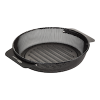 Vida by PADERNO Heavy-Duty Non-Stick Round Grill BBQ Basket with Handles, Black