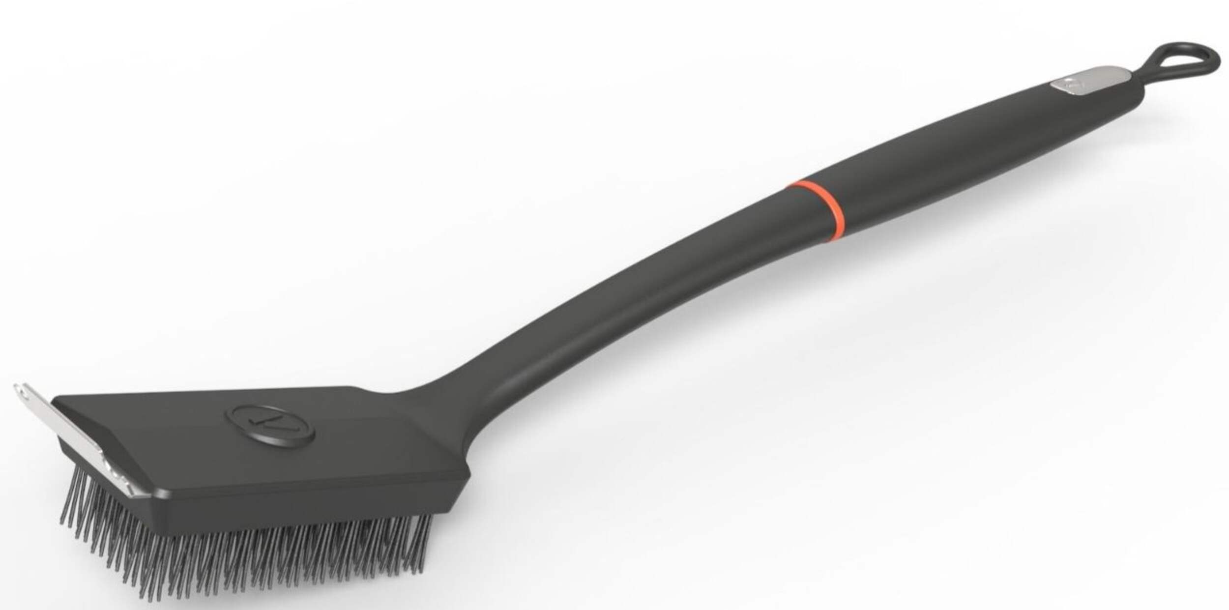 Vida by PADERNO Slim Nylon BBQ Grill Brush with Built-in Scraper Front_Three_Fourths_Angled_Left