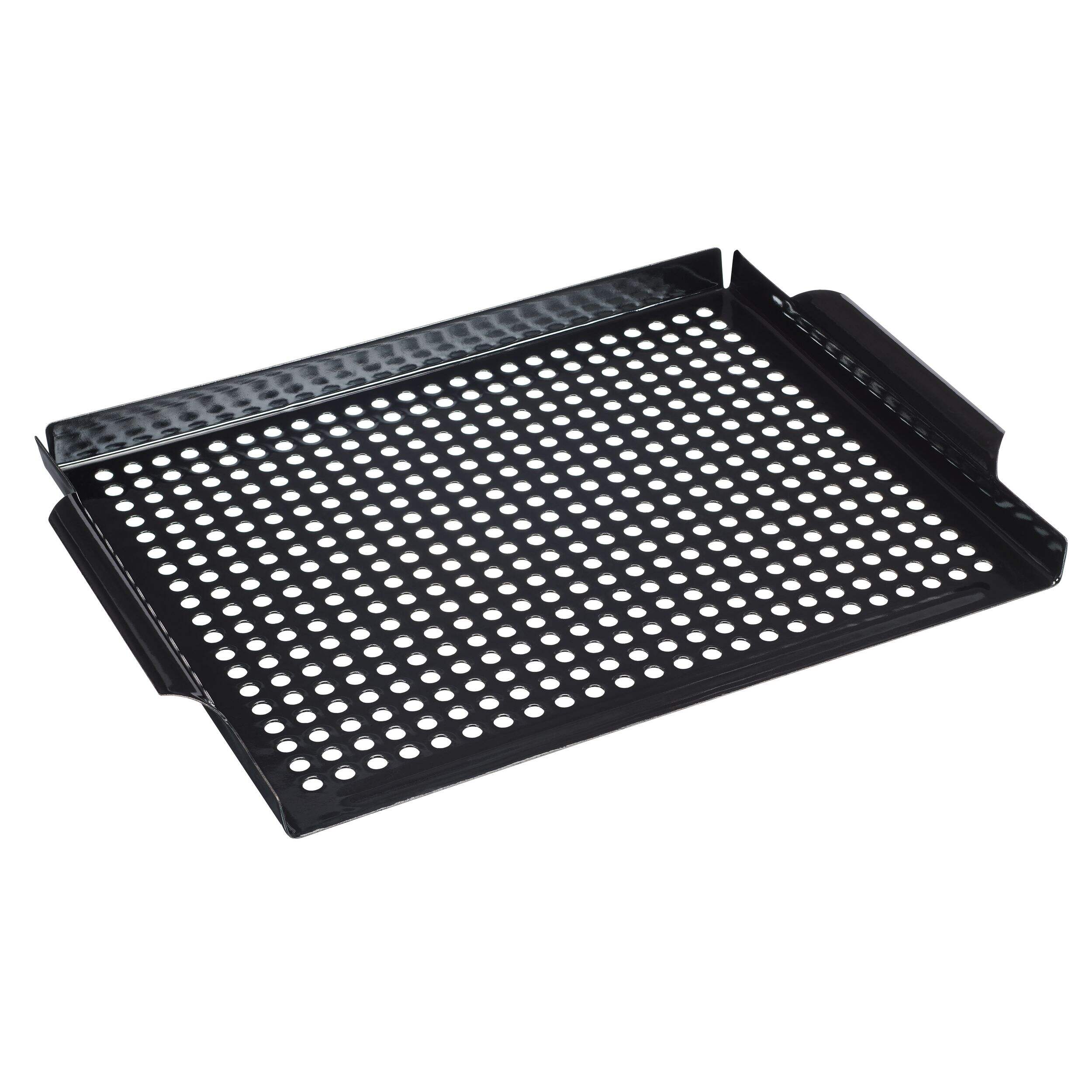 MASTER Chef Stainless Steel Rectangular Shaped Universal Fit BBQ Grill Pan Front_Three_Fourths_Angled_Right