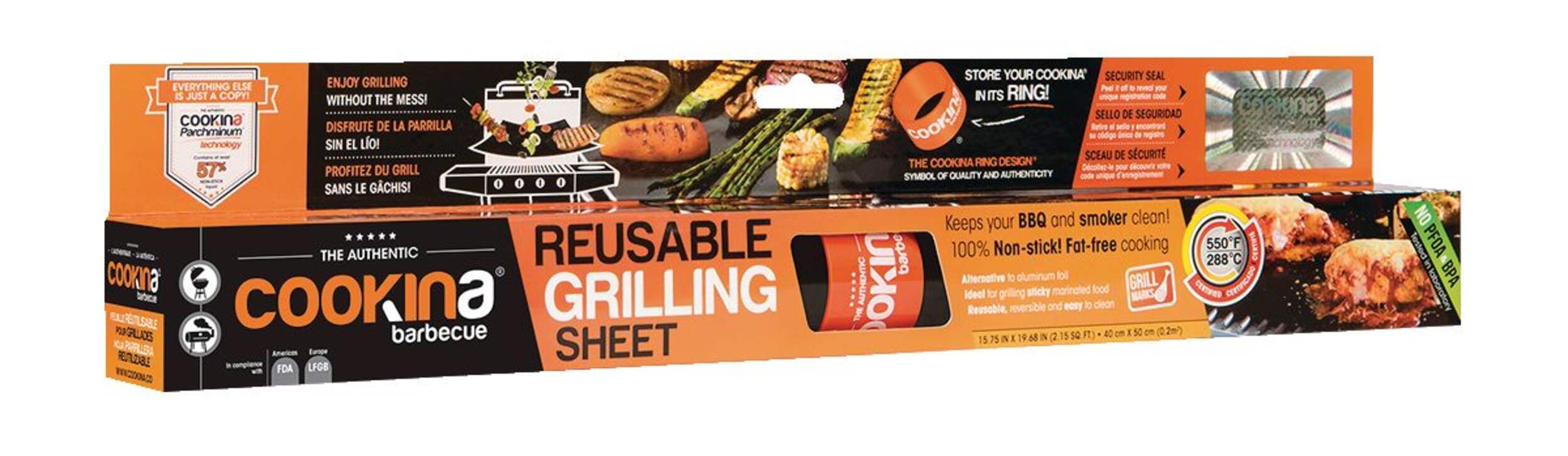 COOKINA Rectangular Shaped Reusable Gill/Grilling Mat, 100 NonStick