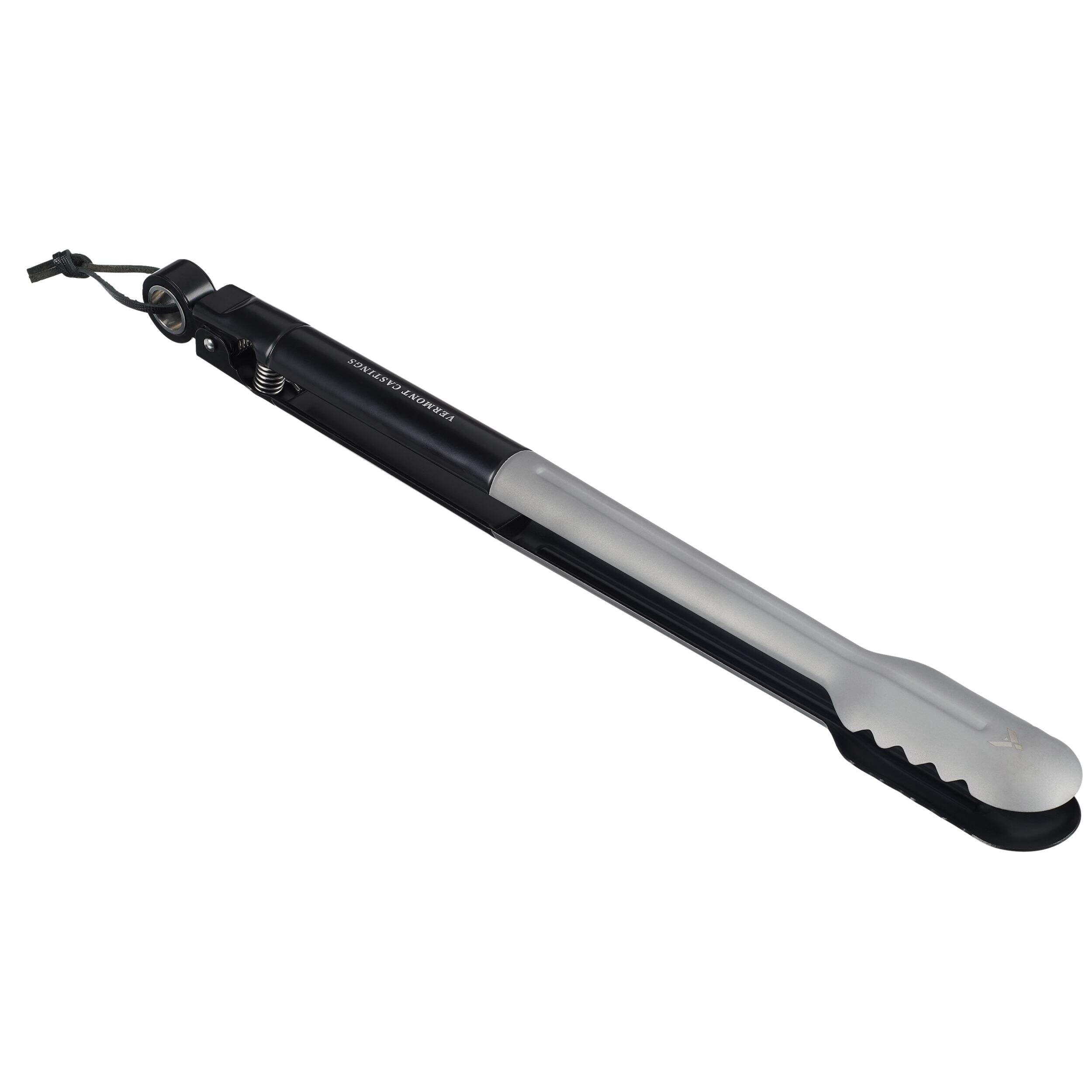 Vermont Castings Premium Locking Stainless Steel BBQ Grill Spatula with a Leather Loop Front_Angled_Right