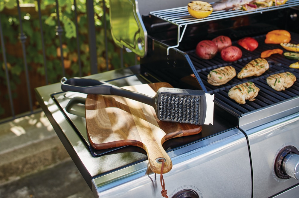Master Chef Outdoor BBQ Dual Handle Grill Brush w/ Nylon Bristle