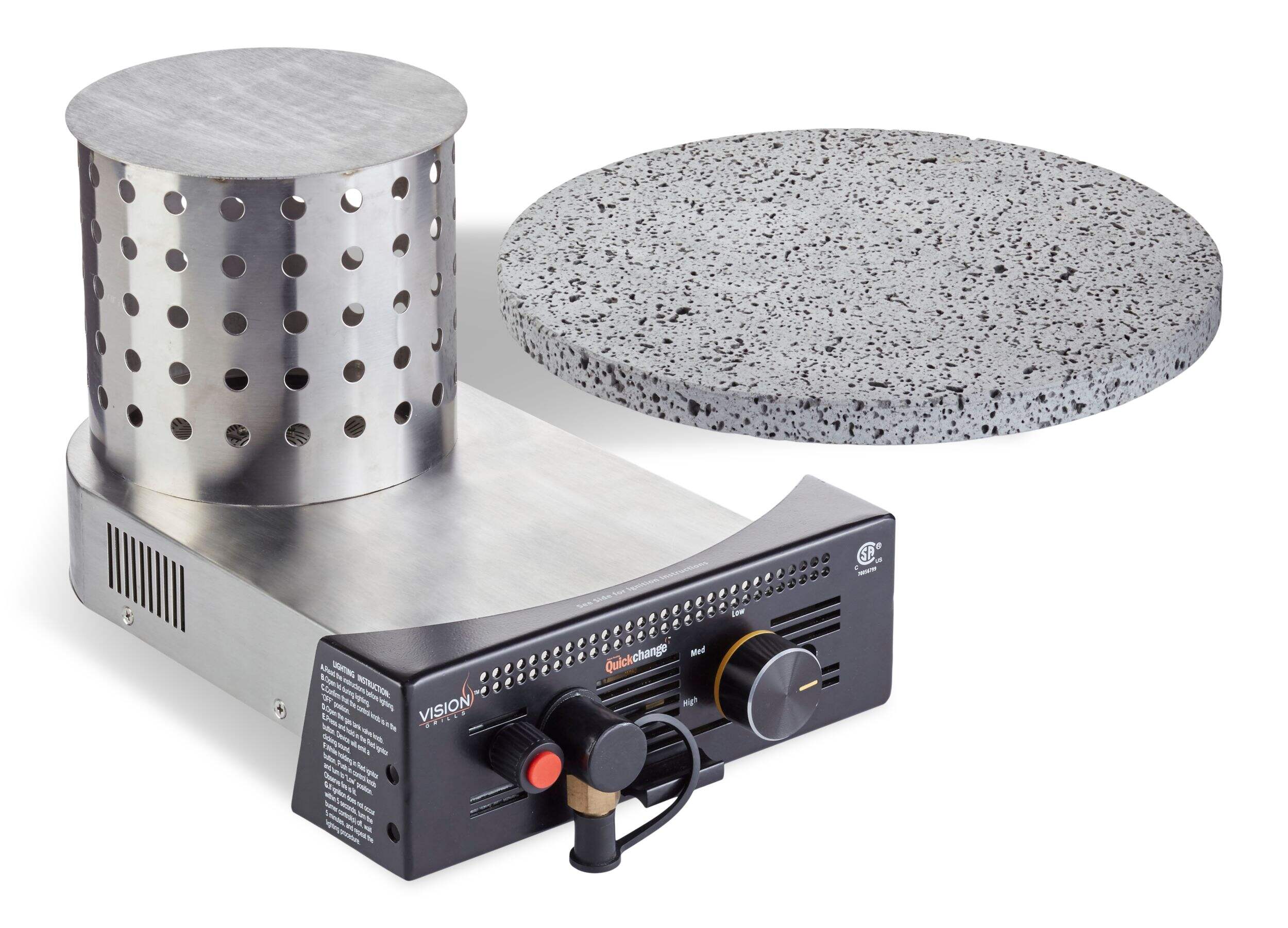 Vision Grills Kamado Gas Grill Insert with 3 Heat Settings Composite_or_Mixed