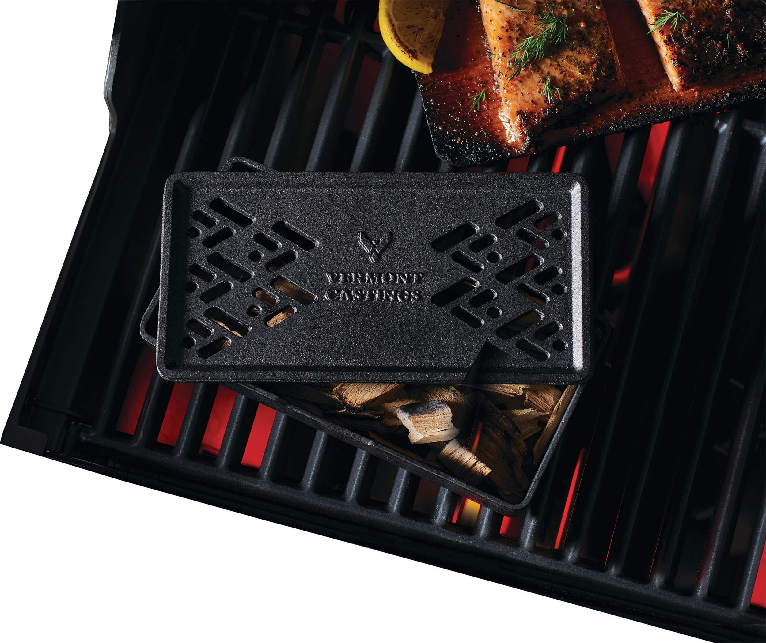 Vermont Castings Cast Iron BBQ Smoker Box w/ Heat Resistant & Durability For Wood Chips