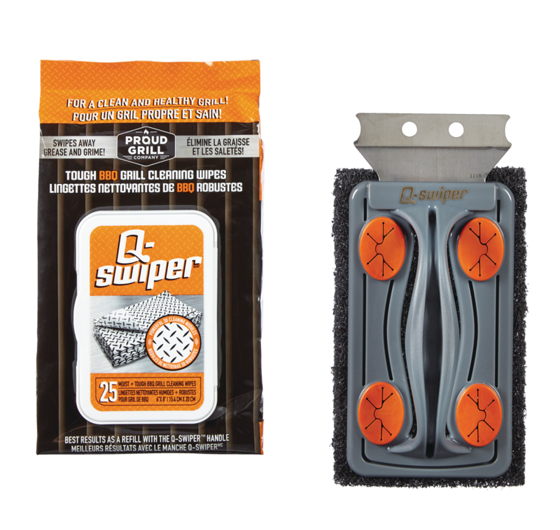 QSwiper Outdoor BBQ Grill Cleaner Kit w/ Grill Brush, Wipes & Stainless Steel Scraper