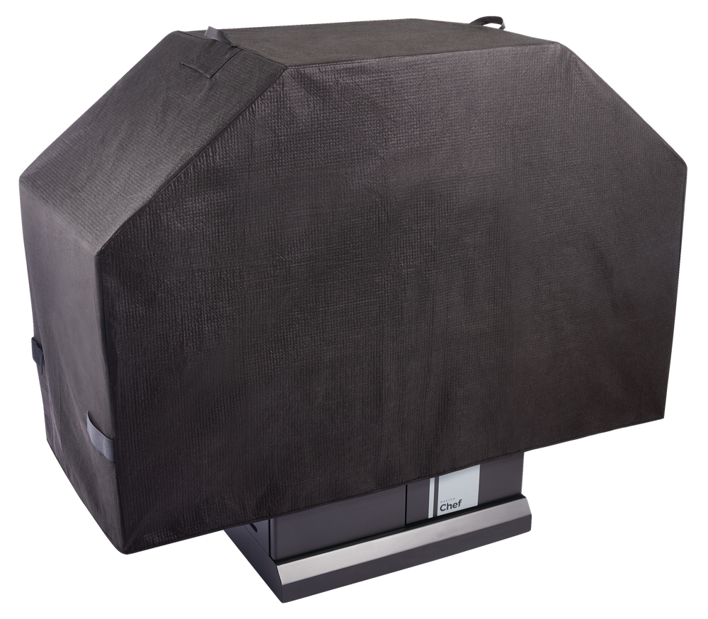 Universal BBQ Grill Cover, Waterproof with Velcro Straps, Medium, Black