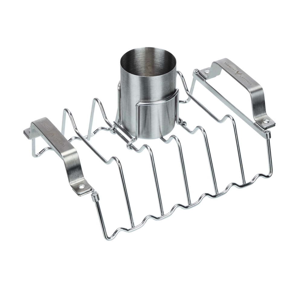 Vermont Castings Stainless Steel Chicken Roaster & Rib Rack For Grilling & Roasting, 11x8x4in