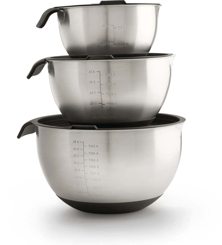 Napoleon Stainless Steel 3Piece Marinating/Mixing Bowl Set, Nonslip