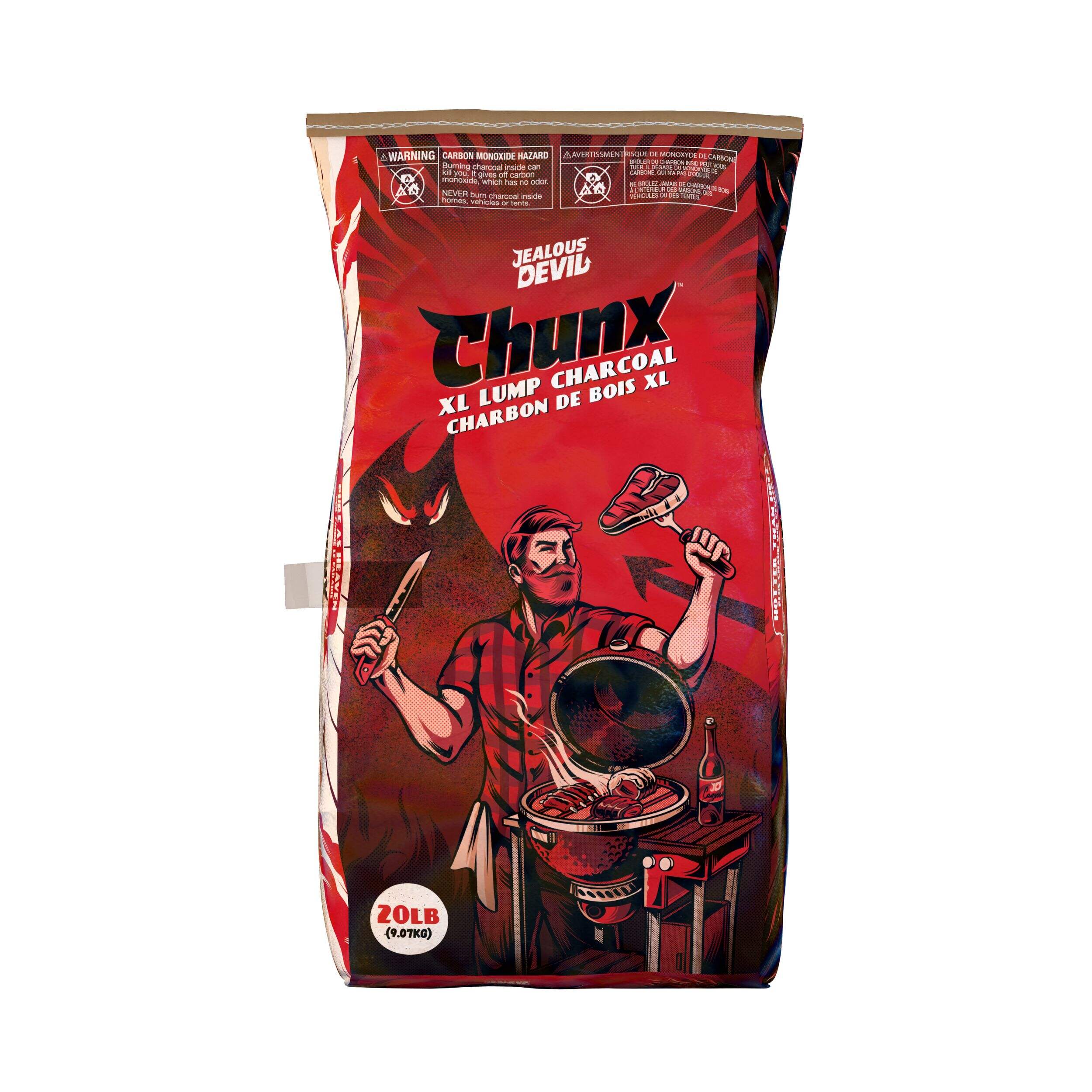 Jealous Devil 100% Pure Hardwood XL Size Lump Charcoal For BBQ & Smoker, 20-Lb Front_Flat