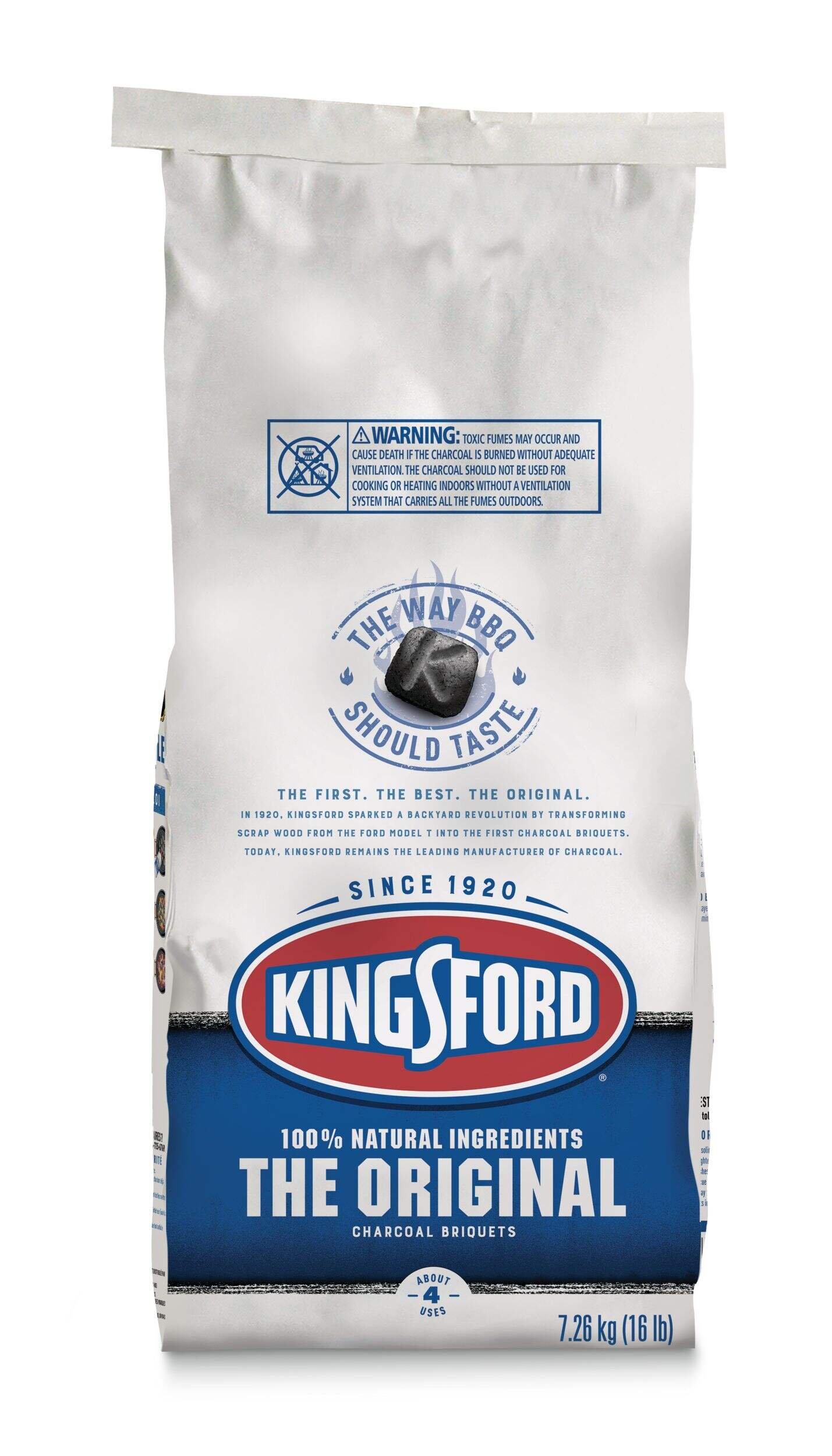 Kingsford The Original 100% Natural Charcoal Briquettes For BBQ Grilling, 16-Lb Front_Flat