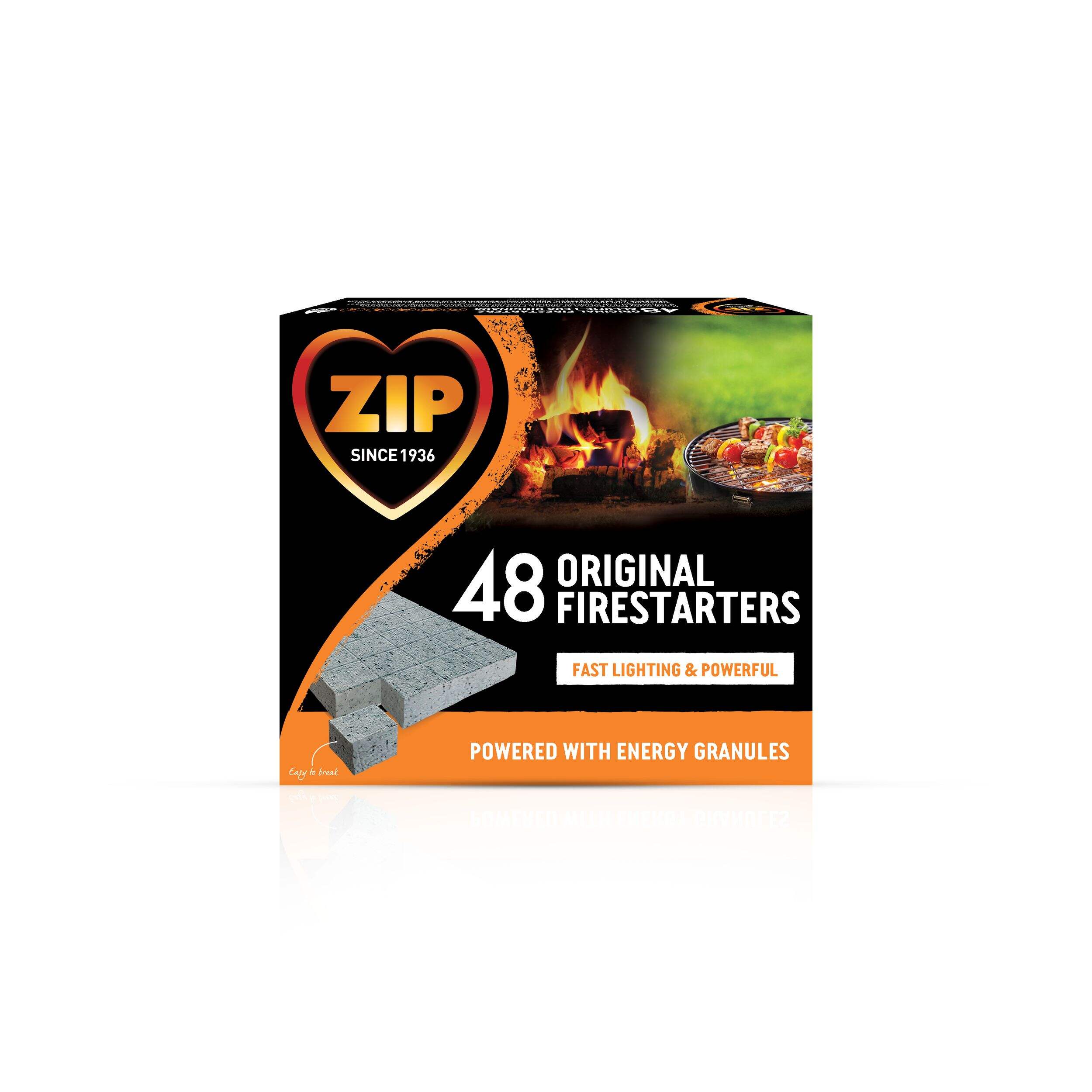 Zip Original Fast-Lighting Solid Firestarter Cubes, 13-Minute Burn Time, 48-Pk Front_Elevated