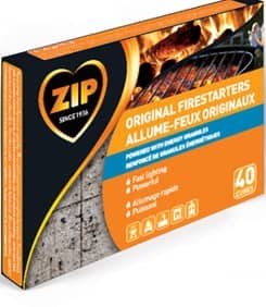 Zip Original Fast-Lighting Solid Firestarter Cubes, 13-Minute Burn Time,  40-Pk
