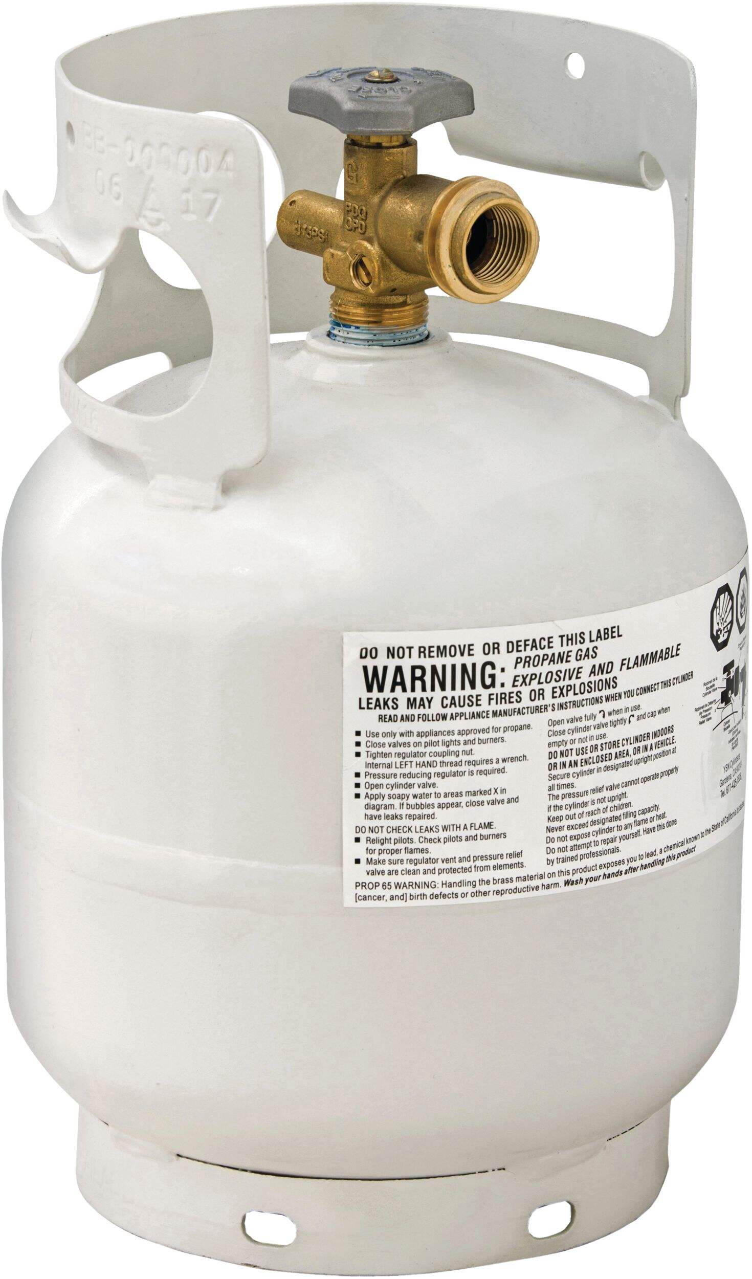 Flame King Empty OPD Propane Gas BBQ Cylinder Tank, Fits QCC1 Models, 5-Lb Front_Three_Fourths_Angled_Right