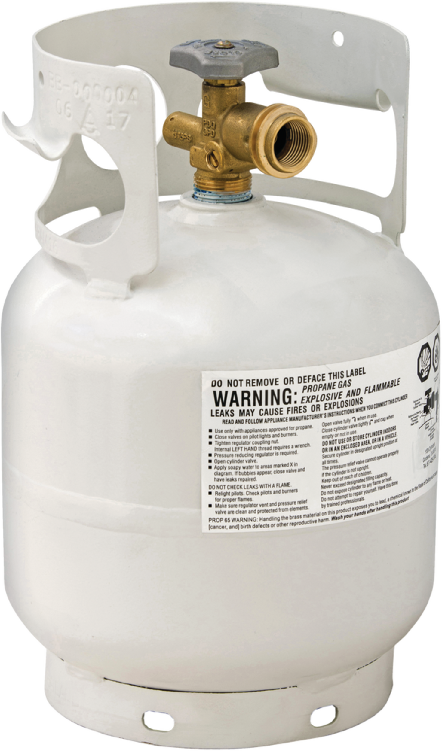 Flame King Empty OPD Propane Gas BBQ Cylinder Tank, Fits QCC1 Models, 5-Lb Front_Three_Fourths_Angled_Right