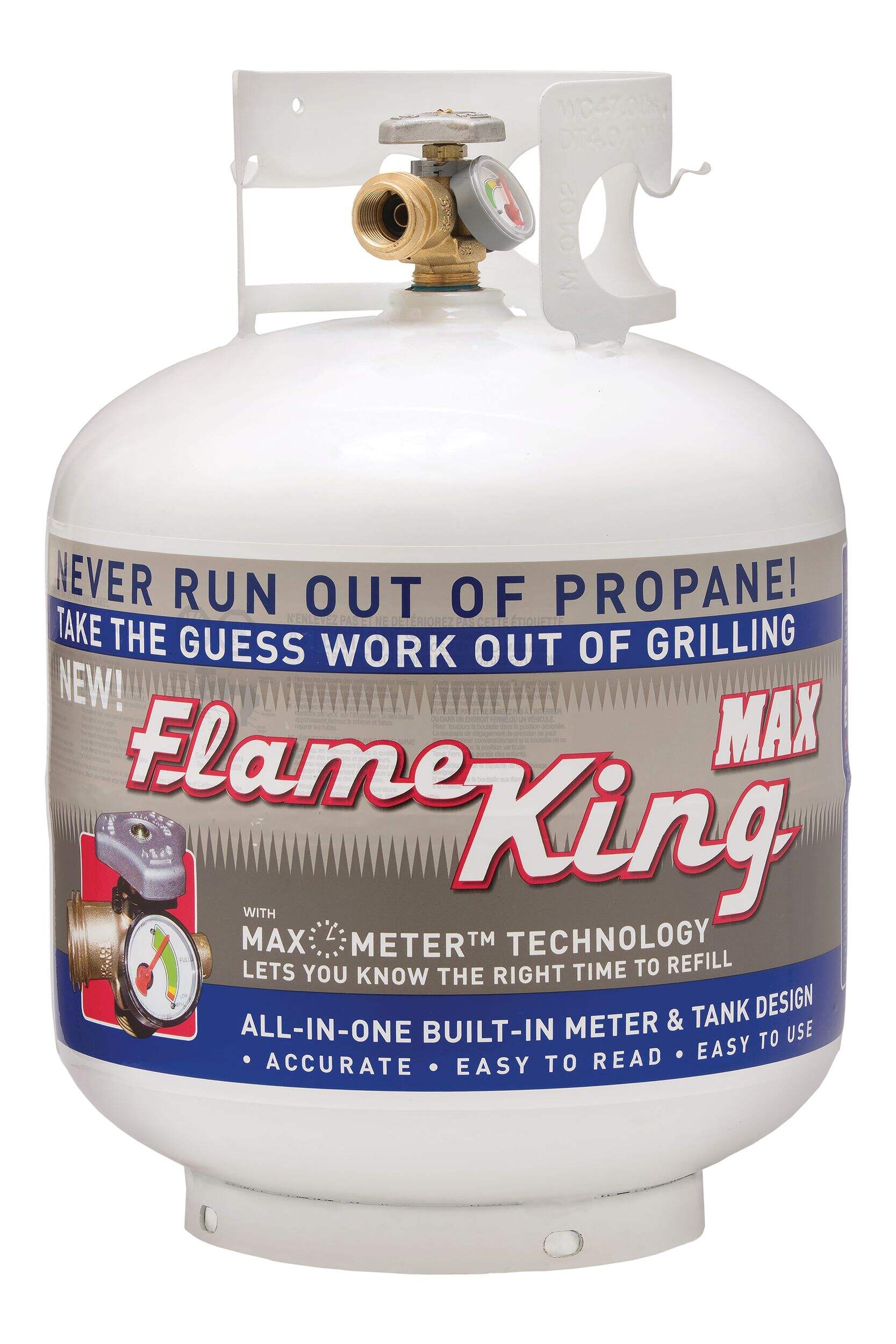 Flame King Empty OPD Propane Gas BBQ Cylinder Tank with Built-In Meter, 20-Lb Front_Flat