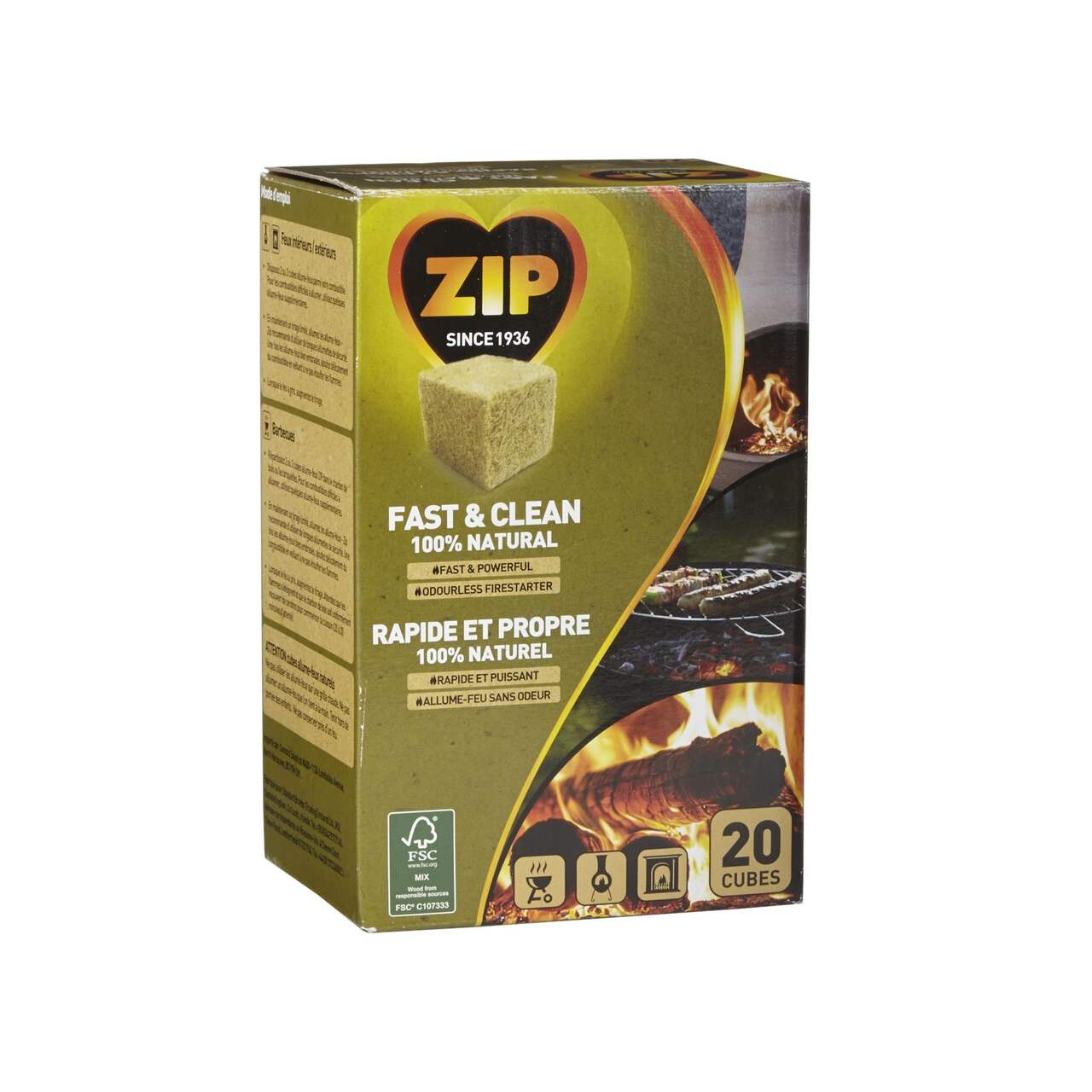 Allume-feu sans odeur rapide et puissant, Zip (x 16 cubes)