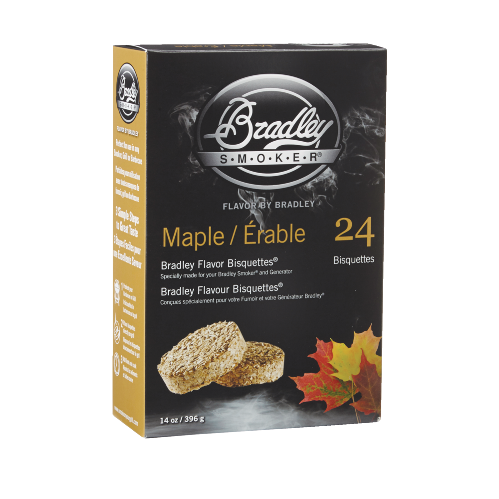 Bradley Smoker Maple Flavoured Smoking Pure Wood Bisquettes, 24-Pack