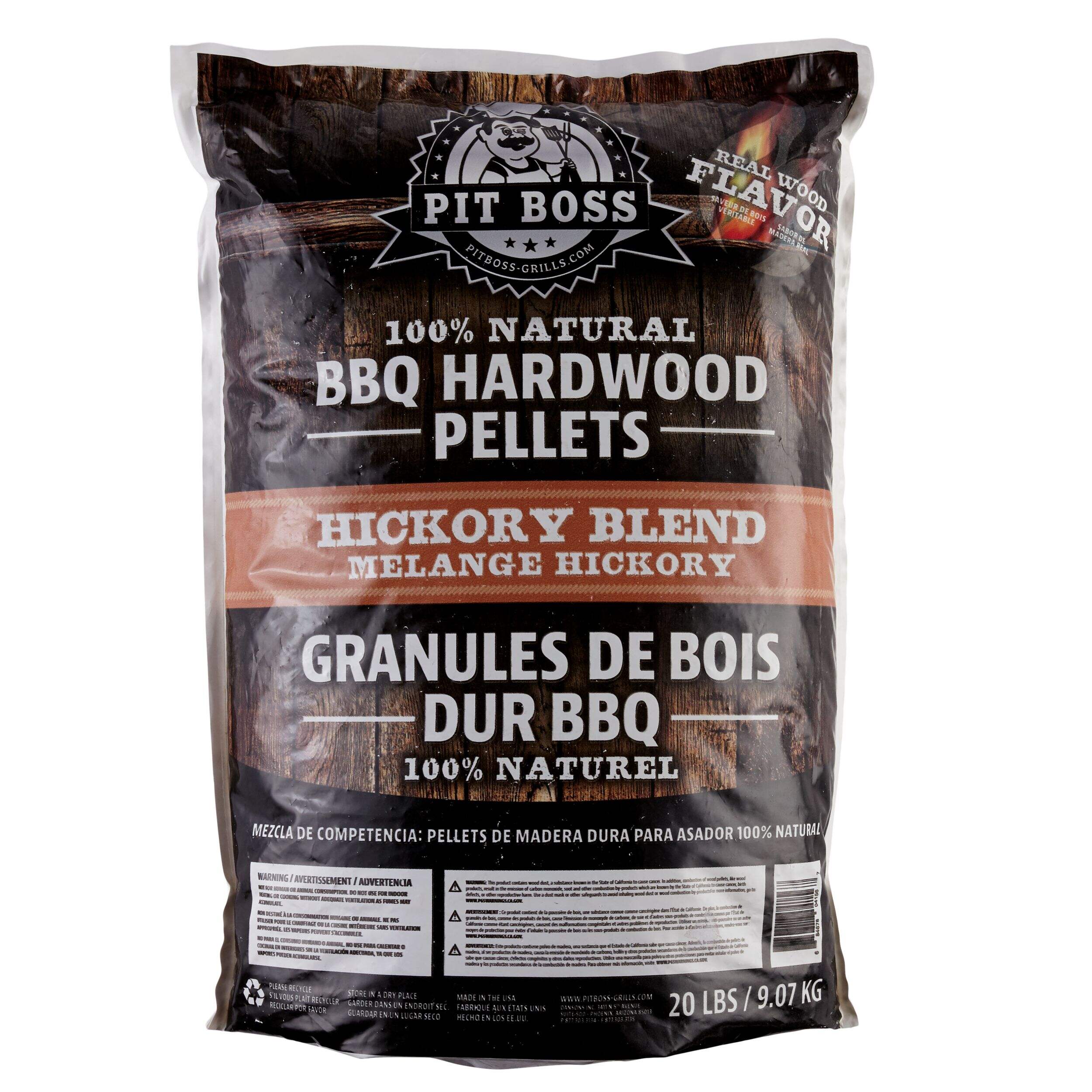 Granules de bois Pit Boss, 100 % naturel, mélange hickory, 20 lb Front_Flat