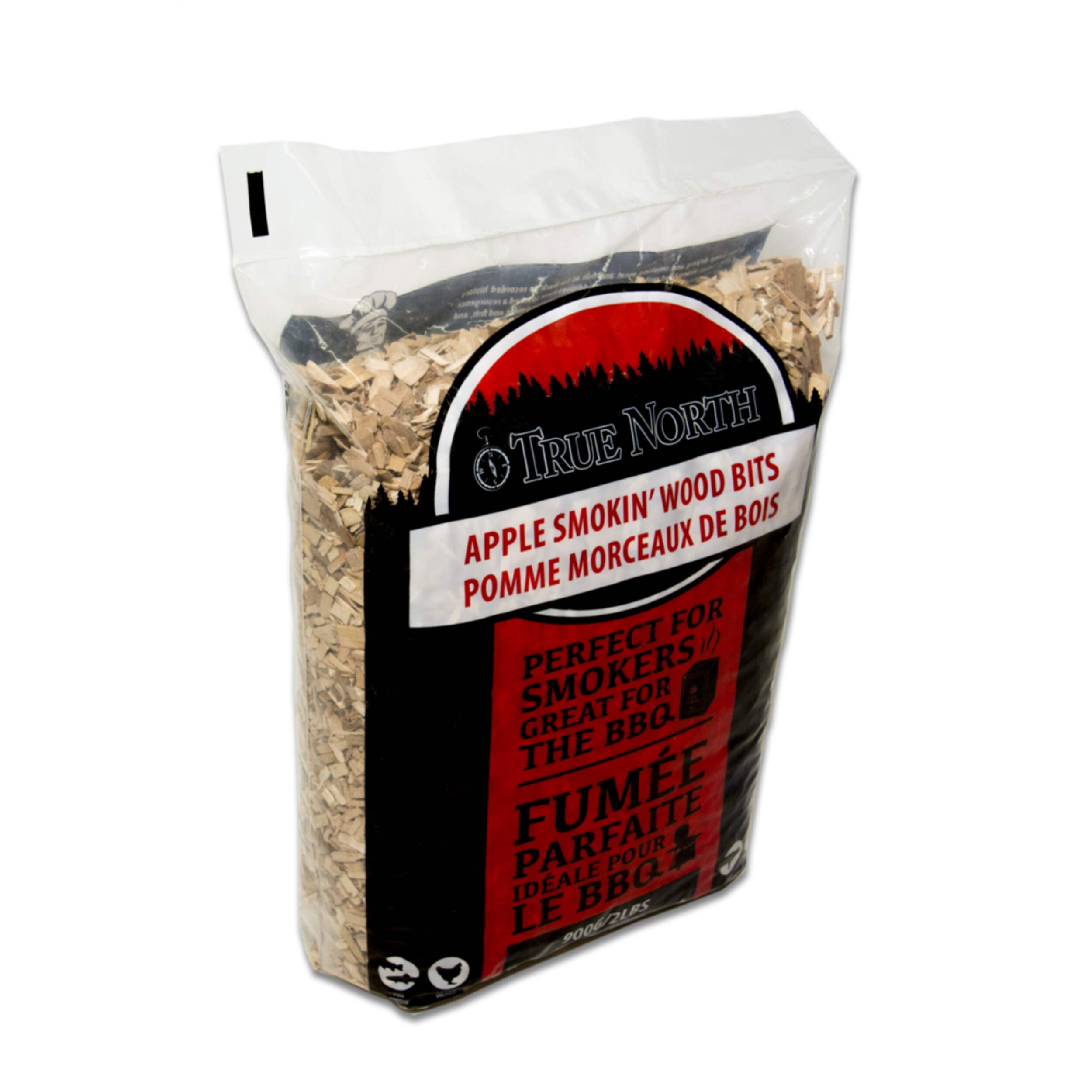 True North Apple Smokin', 100% Natural Smoking Wood Chips For BBQ and Smoker, 2-Lb Front_Angled_Right