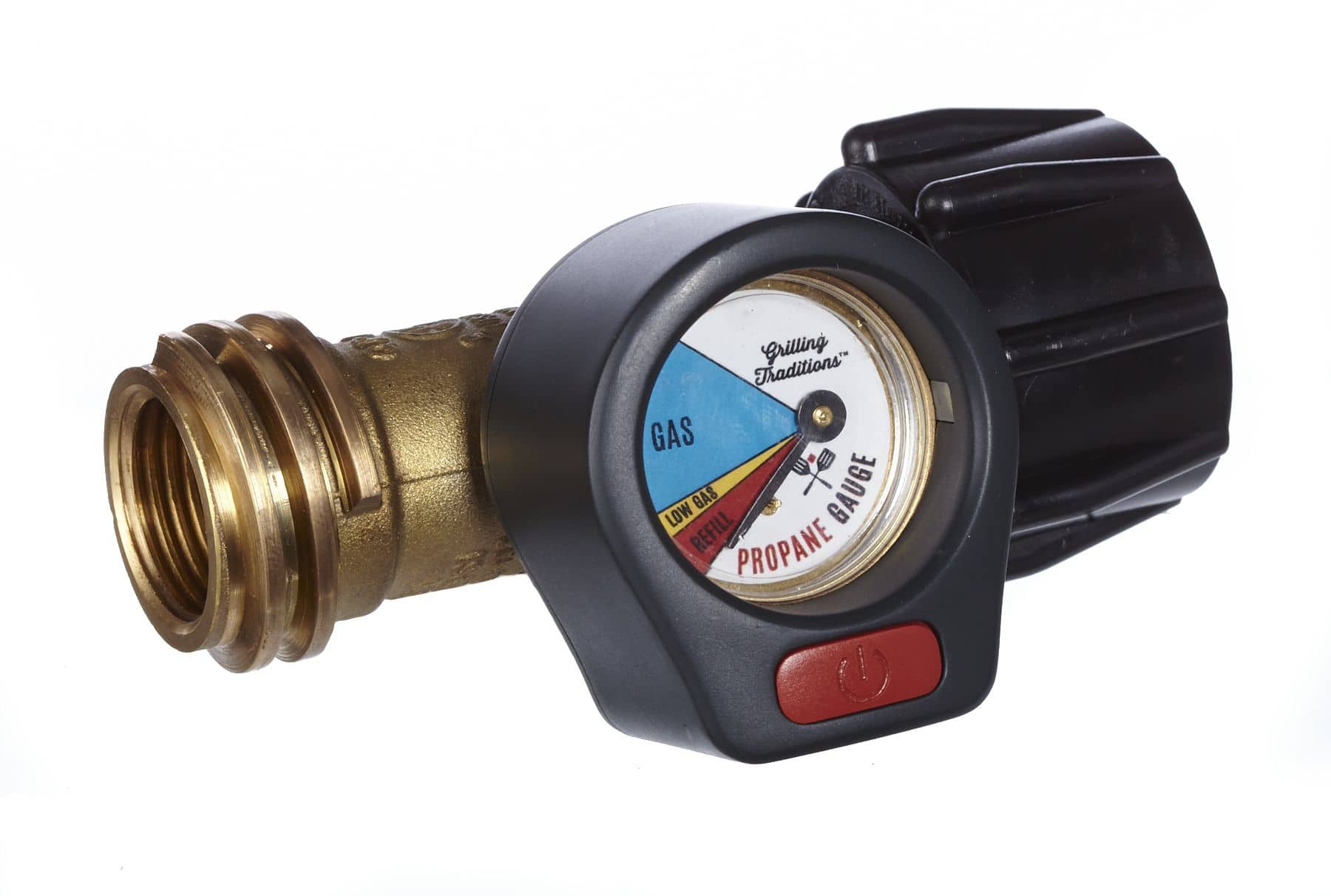 Propane Tank Brass Adapter w/ Pressure Meter Gauge for LP Gas Grill BBQ RV