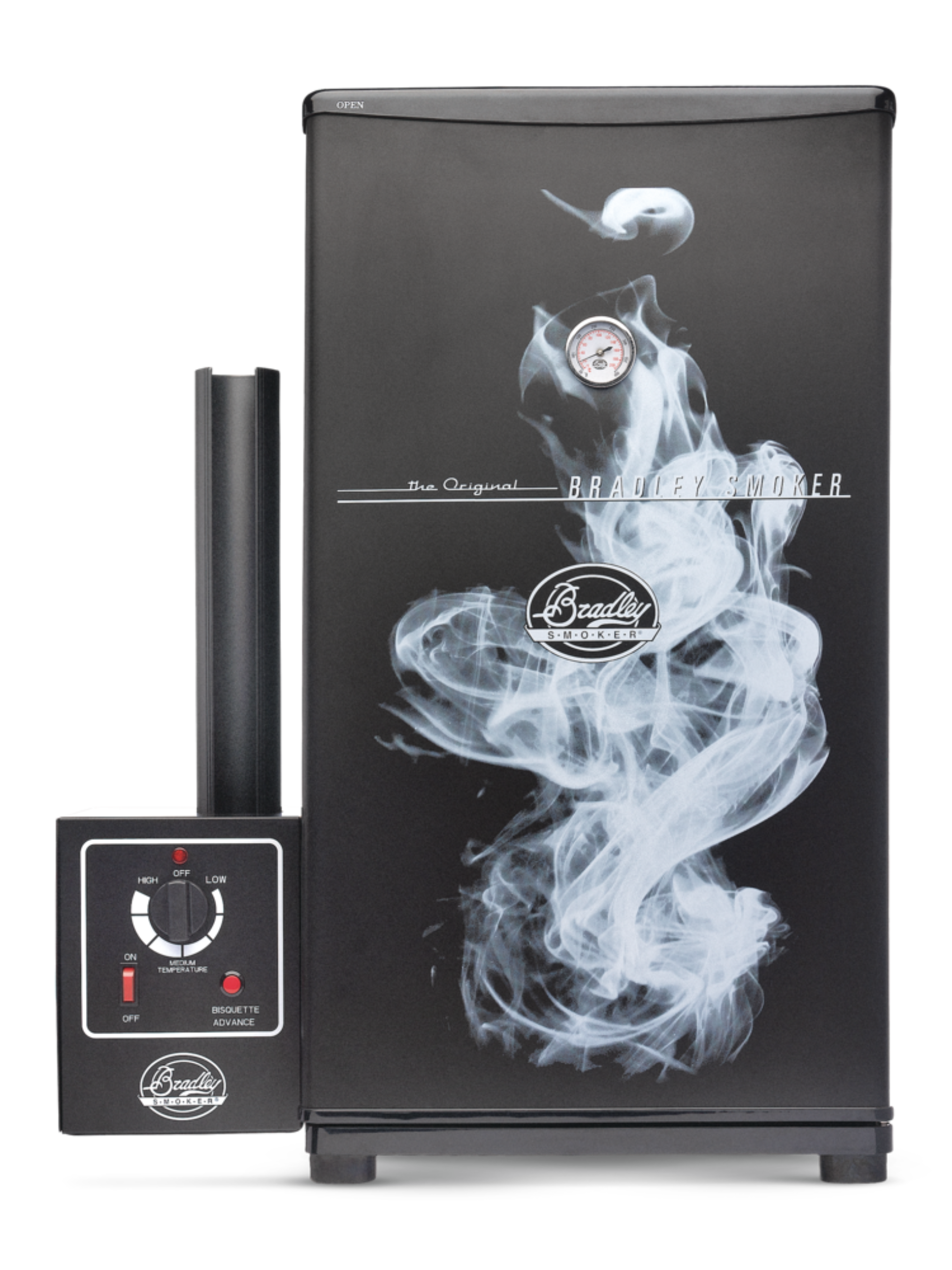 Bradley Original 4-Rack Electric Vertical Smoker with Automatic Wood Feeder Front_Flat