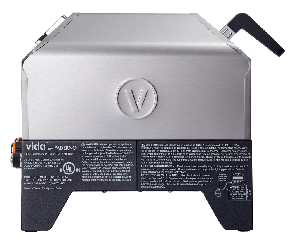 Vida By PADERNO Portable Outdoor Pizza Oven with a Lazy Susan Ceramic