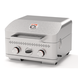 Vida By PADERNO Portable 2-Burner Propane Gas BBQ Grill & Smoker with a Carry Bag Front_Three_Fourths_Angled_Left