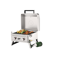 Vida By PADERNO Portable 2-Burner Propane Gas BBQ Grill & Smoker with a Carry Bag Front_Three_Fourths_Angled_Left